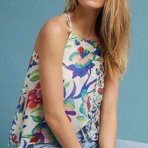 Anthropologie Maeve St Lucia Strappy Floral Tank Top Sleeveless boho Size S